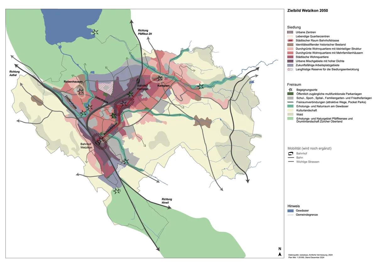 Man sieht den Entwurf vom Zielbild Wetzikon 2050.